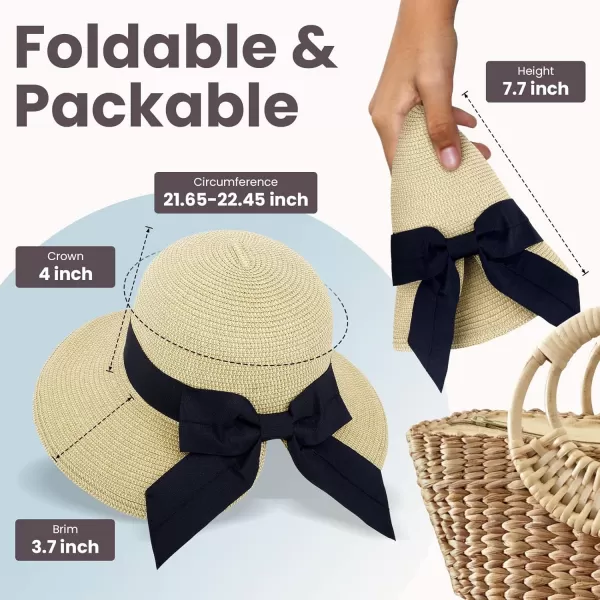 Verabella Sun Hats for Women UPF 50 Womens Lightweight FoldablePackable Beach Sun HatLight Beige