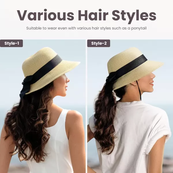 Verabella Sun Hats for Women UPF 50 Womens Lightweight FoldablePackable Beach Sun HatLight Beige