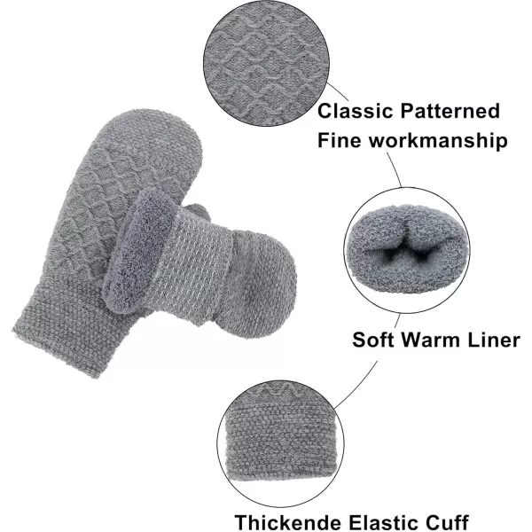 Verabella Women Mittens Winter Knit Sherpa Lined Girls MittinsBlackGery