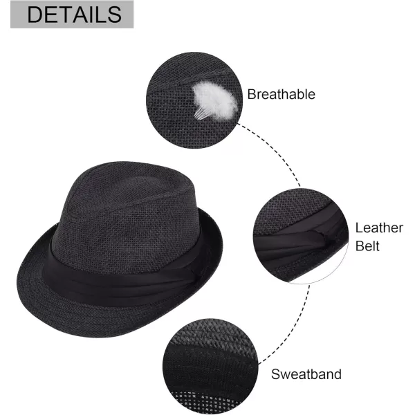 Verabella Women Summer Short Brim Straw Fedora Sun HatBlack
