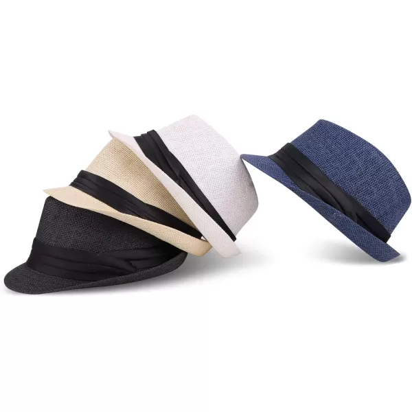 Verabella Women Summer Short Brim Straw Fedora Sun HatBlack