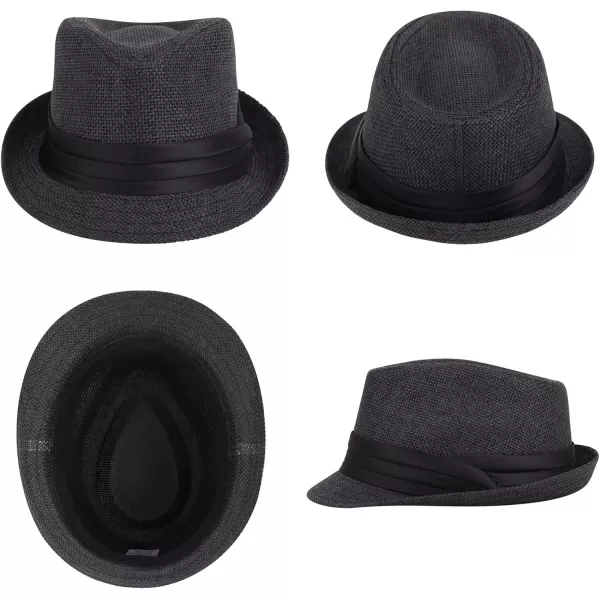 Verabella Women Summer Short Brim Straw Fedora Sun HatBlack