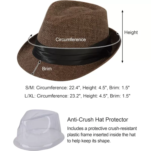 Verabella Women Summer Short Brim Straw Fedora Sun HatBrown