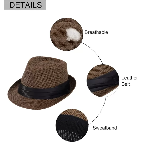 Verabella Women Summer Short Brim Straw Fedora Sun HatBrown