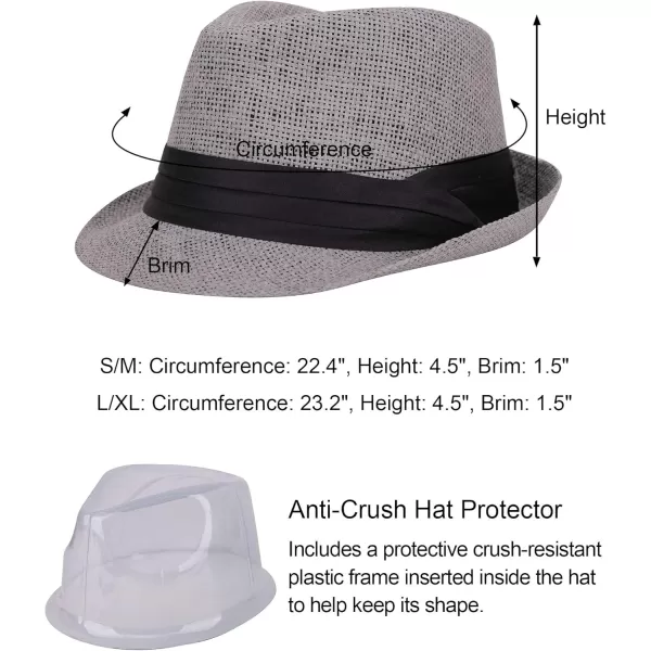 Verabella Women Summer Short Brim Straw Fedora Sun HatGrey