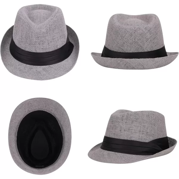 Verabella Women Summer Short Brim Straw Fedora Sun HatGrey