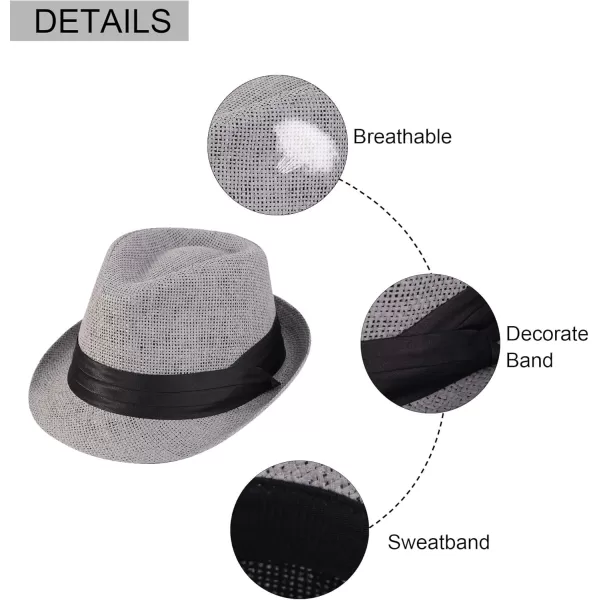 Verabella Women Summer Short Brim Straw Fedora Sun HatGrey