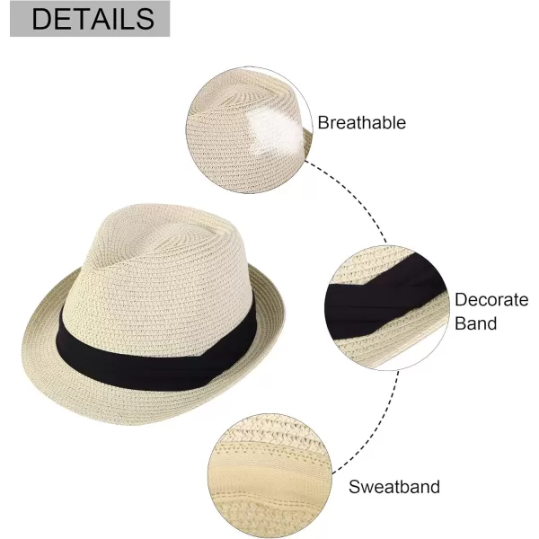 Verabella Women Summer Short Brim Straw Fedora Sun HatNatural With Black Band
