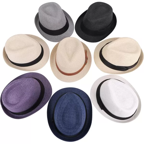 Verabella Women Summer Short Brim Straw Fedora Sun HatNatural With Black Band