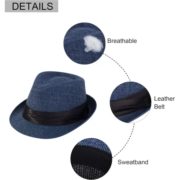 Verabella Women Summer Short Brim Straw Fedora Sun HatNavy