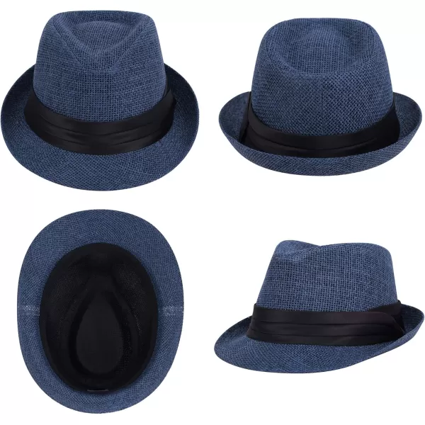 Verabella Women Summer Short Brim Straw Fedora Sun HatNavy