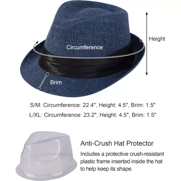 Verabella Women Summer Short Brim Straw Fedora Sun HatNavy