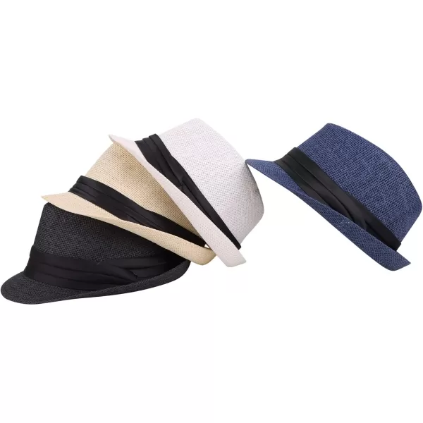 Verabella Women Summer Short Brim Straw Fedora Sun HatWhite