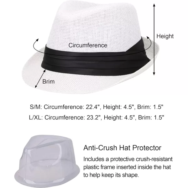 Verabella Women Summer Short Brim Straw Fedora Sun HatWhite
