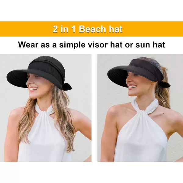 Verabella Womens Beach Hat Summer    for Hiking Sun Protection Visor Sun Protection HatBlack