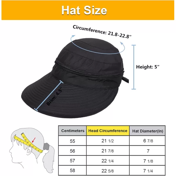 Verabella Womens Beach Hat Summer    for Hiking Sun Protection Visor Sun Protection HatBlack