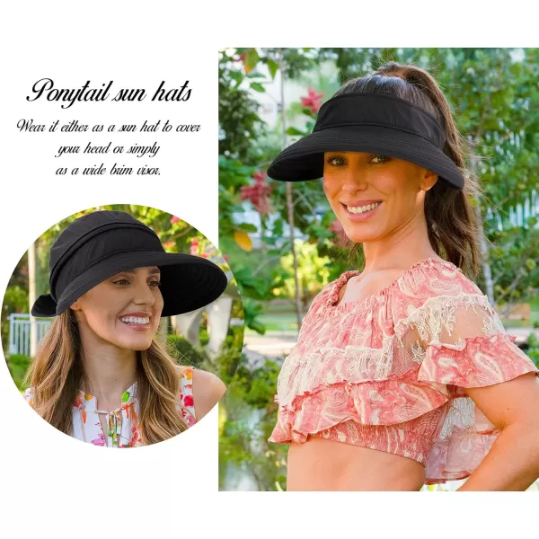 Verabella Womens Beach Hat Summer    for Hiking Sun Protection Visor Sun Protection HatBlack