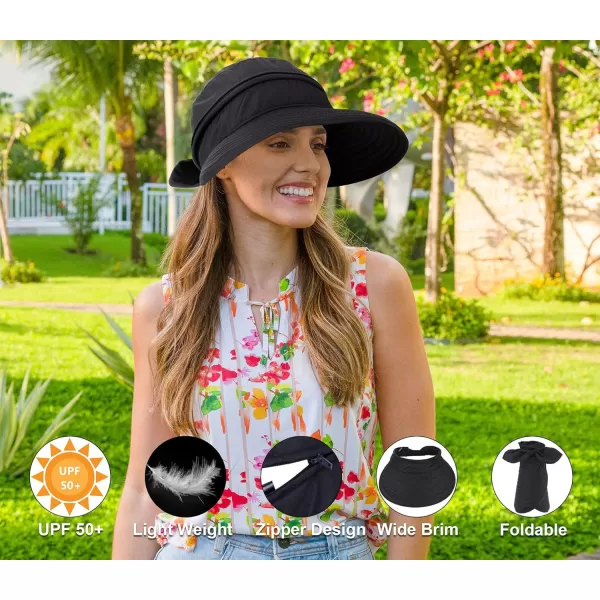 Verabella Womens Beach Hat Summer    for Hiking Sun Protection Visor Sun Protection HatBlack