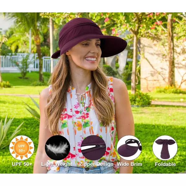 Verabella Womens Beach Hat Summer    for Hiking Sun Protection Visor Sun Protection HatBurgundy