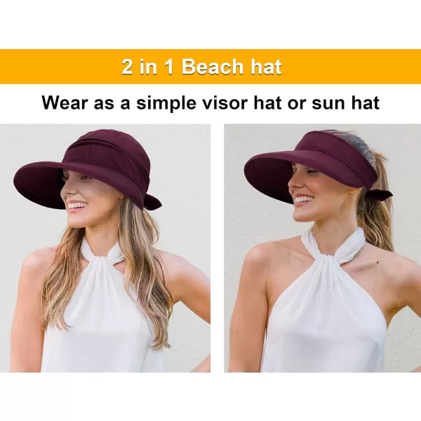Verabella Womens Beach Hat Summer    for Hiking Sun Protection Visor Sun Protection HatBurgundy
