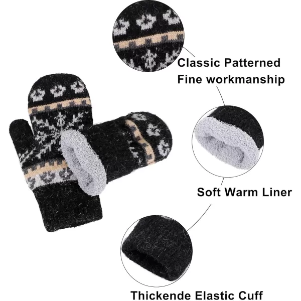 Verabella Womens Mittens Cold WeatherFair Isle Knit Sherpa Lined Winter MittensBlackPurple Mittens