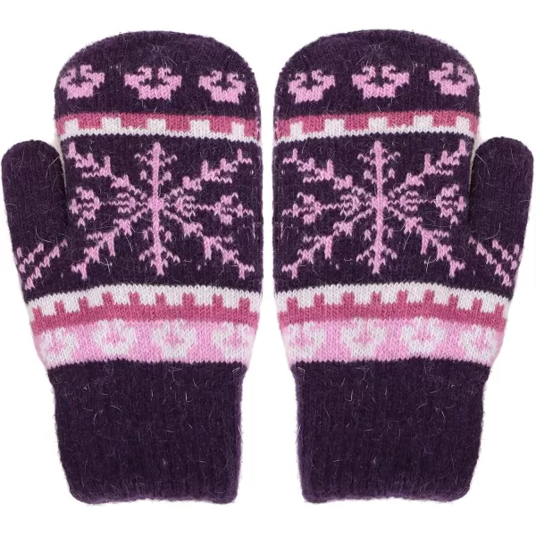 Verabella Womens Mittens Cold WeatherFair Isle Knit Sherpa Lined Winter MittensBlackPurple Mittens