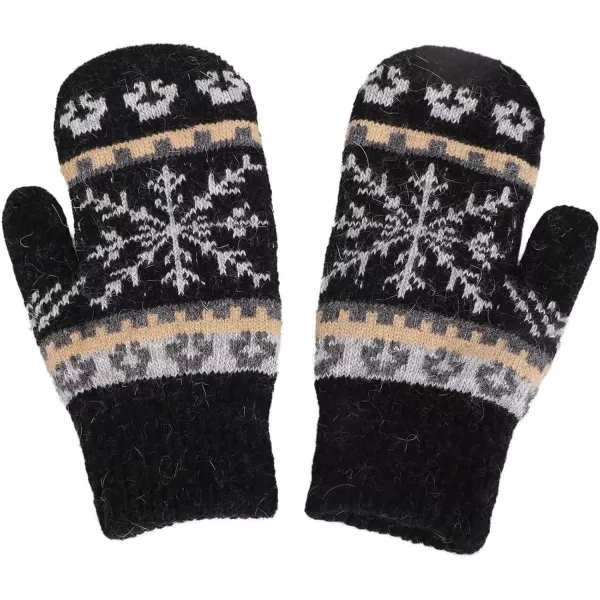 Verabella Womens Mittens Cold WeatherFair Isle Knit Sherpa Lined Winter MittensBlackWhite Mittens