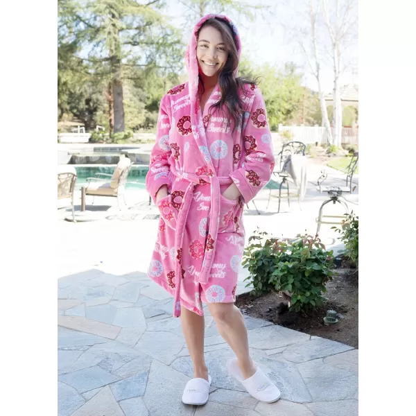 Verabella Womens Winter Soft Plush Long Sleeve Hooded Bath Lounge Robe