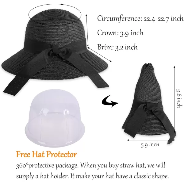 Womens Sun Hats UV Protection Large Wide Brim Hat Women Packable Sun Hat for Women Straw HatsBlack B15
