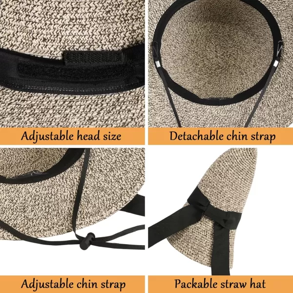 Womens Sun Hats UV Protection Large Wide Brim Hat Women Packable Sun Hat for Women Straw HatsBrown