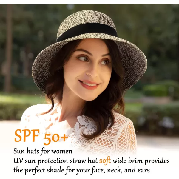 Womens Sun Hats UV Protection Large Wide Brim Hat Women Packable Sun Hat for Women Straw HatsBrown