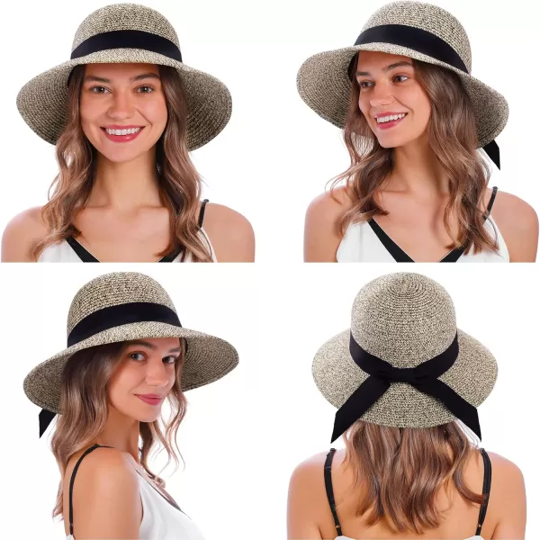 Womens Sun Hats UV Protection Large Wide Brim Hat Women Packable Sun Hat for Women Straw HatsBrown