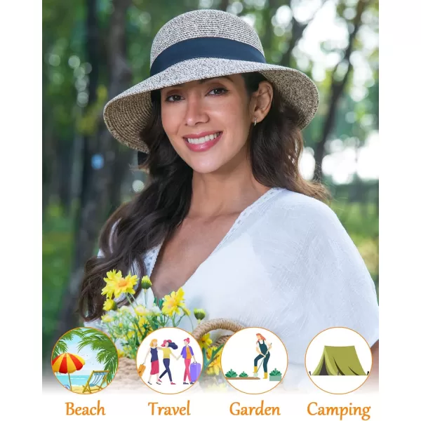 Womens Sun Hats UV Protection Large Wide Brim Hat Women Packable Sun Hat for Women Straw HatsBrown
