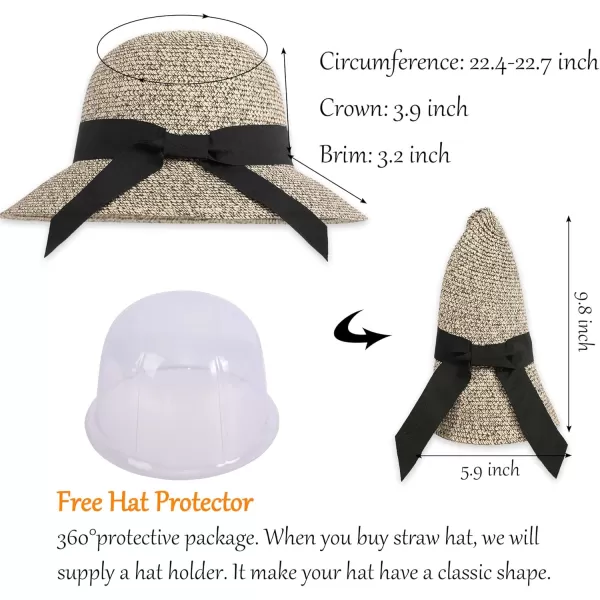 Womens Sun Hats UV Protection Large Wide Brim Hat Women Packable Sun Hat for Women Straw HatsBrown
