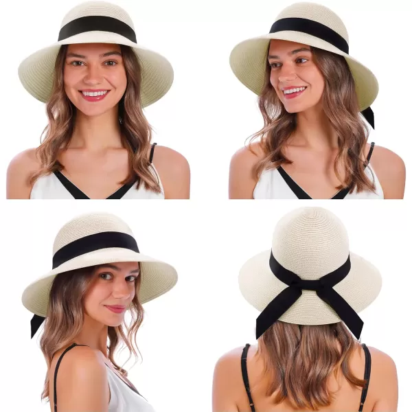 Womens Sun Hats UV Protection Large Wide Brim Hat Women Packable Sun Hat for Women Straw HatsMixed Beige