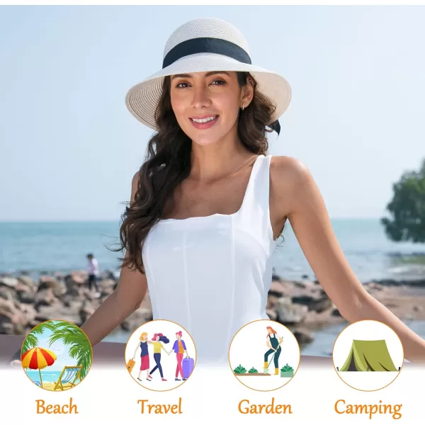 Womens Sun Hats UV Protection Large Wide Brim Hat Women Packable Sun Hat for Women Straw HatsMixed Beige