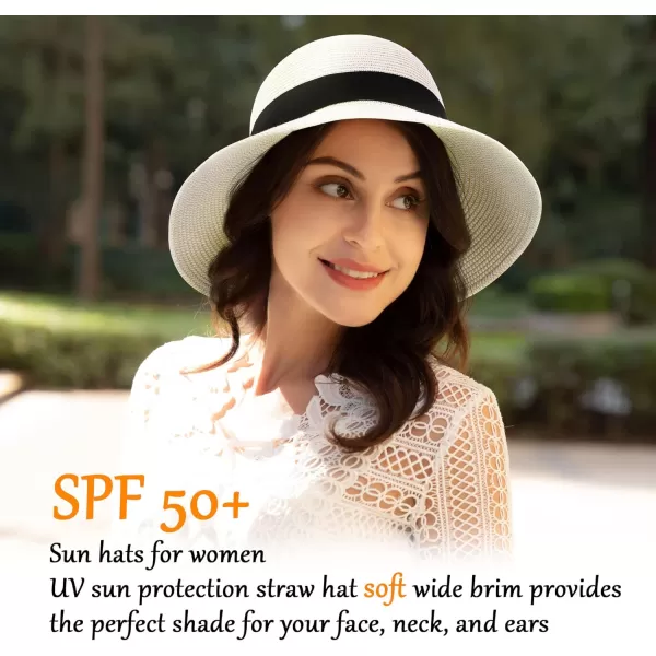 Womens Sun Hats UV Protection Large Wide Brim Hat Women Packable Sun Hat for Women Straw HatsMixed Beige