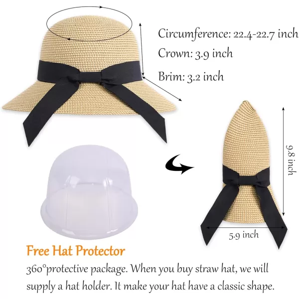 Womens Sun Hats UV Protection Large Wide Brim Hat Women Packable Sun Hat for Women Straw HatsNatural