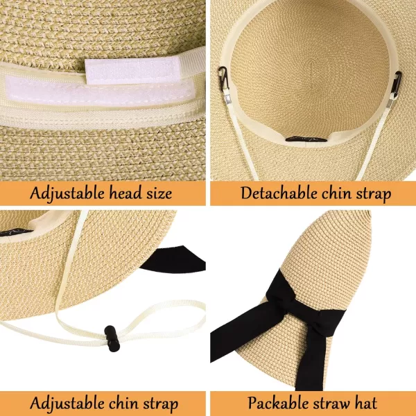 Womens Sun Hats UV Protection Large Wide Brim Hat Women Packable Sun Hat for Women Straw HatsNatural