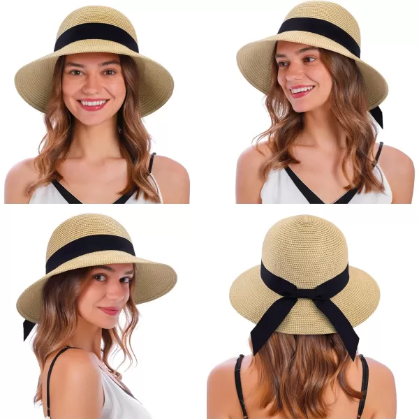 Womens Sun Hats UV Protection Large Wide Brim Hat Women Packable Sun Hat for Women Straw HatsNatural