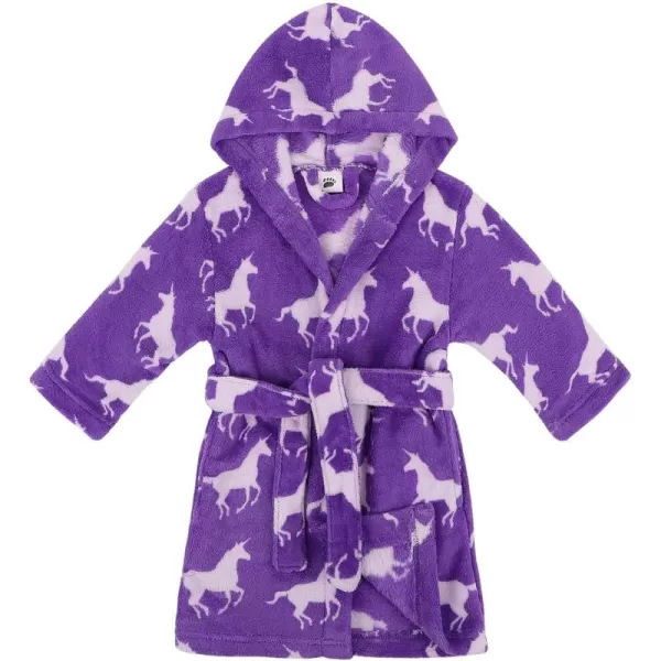 Verabella Boys Girls Plush Soft Fleece Printed Hooded Cover upWhite Unicornspurple