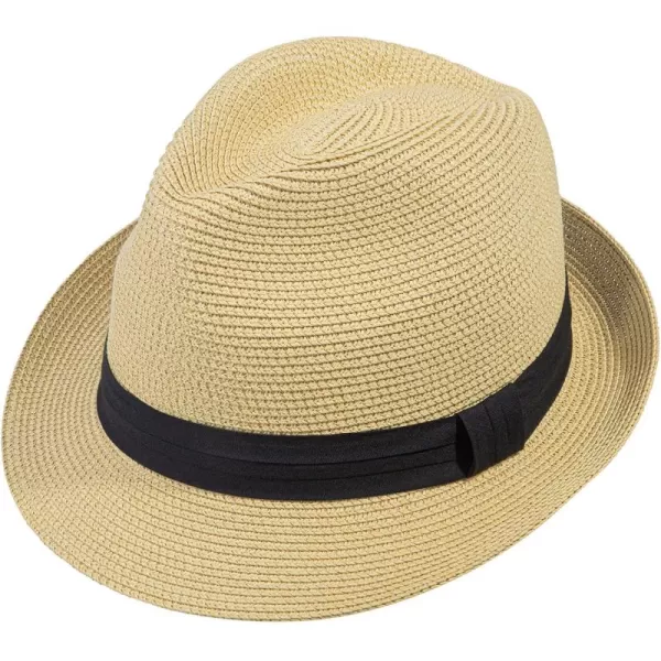 Verabella Straw Fedora Hat for Women ampamp Men Foldable Short Brim Trilby Beach Sun Hat