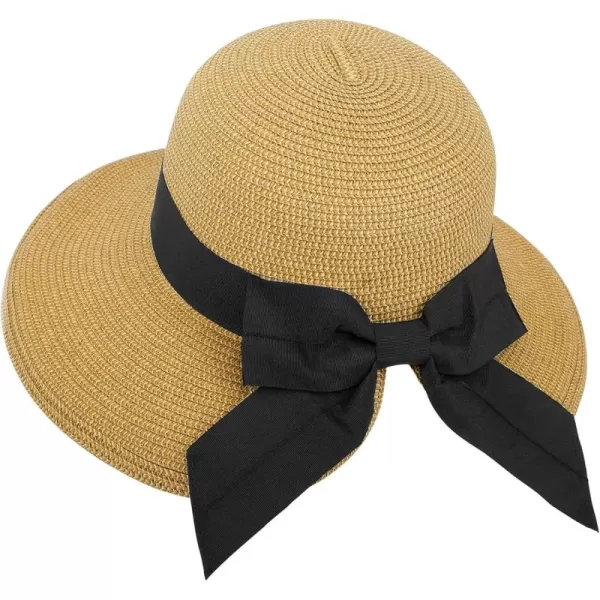 Verabella Sun Hats for Women UPF 50 Womens Lightweight FoldablePackable Beach Sun HatCream Brown Mix
