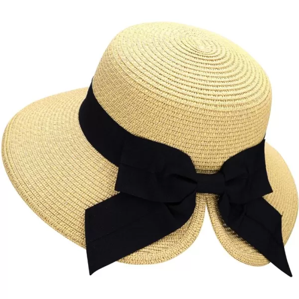 Verabella Sun Hats for Women UPF 50 Womens Lightweight FoldablePackable Beach Sun HatLight Beige