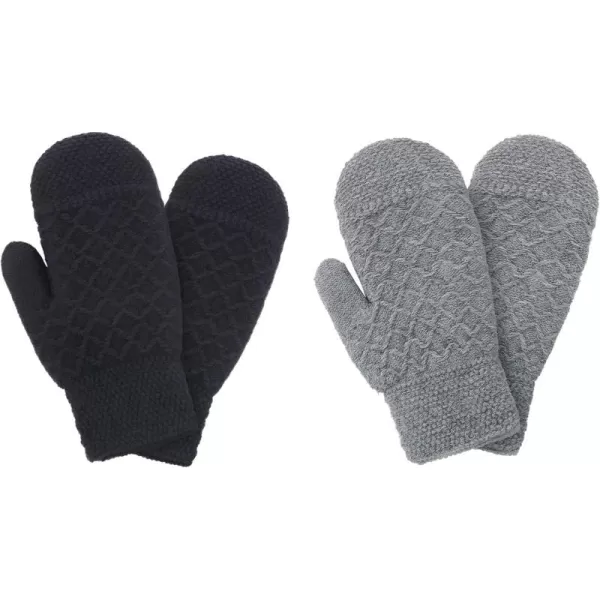 Verabella Women Mittens Winter Knit Sherpa Lined Girls MittinsBlackGery