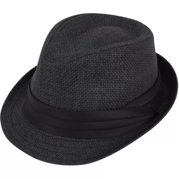 Verabella Women Summer Short Brim Straw Fedora Sun HatBlack