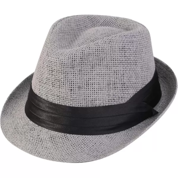 Verabella Women Summer Short Brim Straw Fedora Sun HatGrey