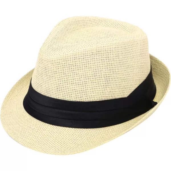 Verabella Women Summer Short Brim Straw Fedora Sun HatNatural