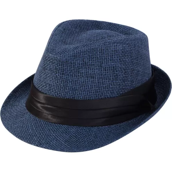 Verabella Women Summer Short Brim Straw Fedora Sun HatNavy