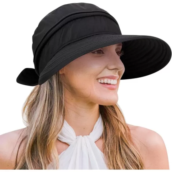Verabella Womens Beach Hat Summer    for Hiking Sun Protection Visor Sun Protection HatBlack